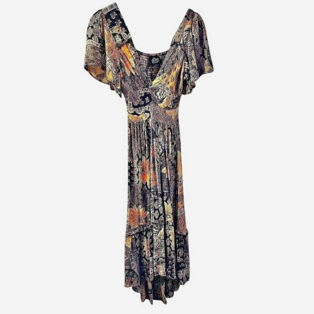ANGIE Paisley Print High/Low Boho Dress